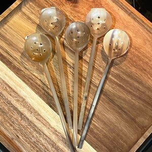 NEW Horn Olive Serving Spoons Set (5)